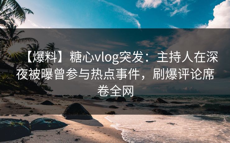 【爆料】糖心vlog突发：主持人在深夜被曝曾参与热点事件，刷爆评论席卷全网