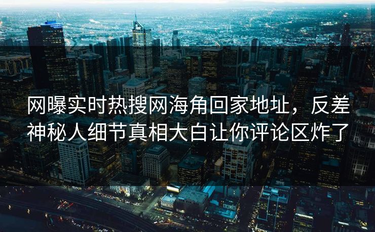 网曝实时热搜网海角回家地址，反差神秘人细节真相大白让你评论区炸了