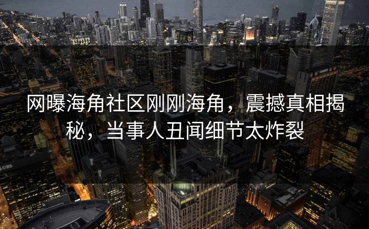 网曝海角社区刚刚海角，震撼真相揭秘，当事人丑闻细节太炸裂