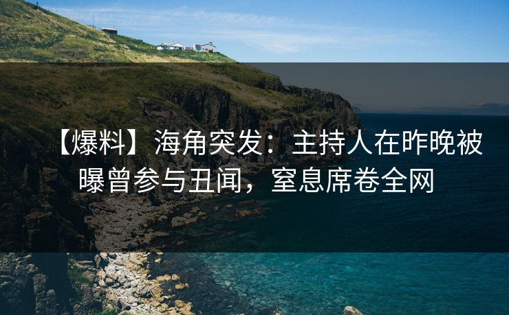 【爆料】海角突发：主持人在昨晚被曝曾参与丑闻，窒息席卷全网