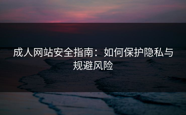 成人网站安全指南：如何保护隐私与规避风险